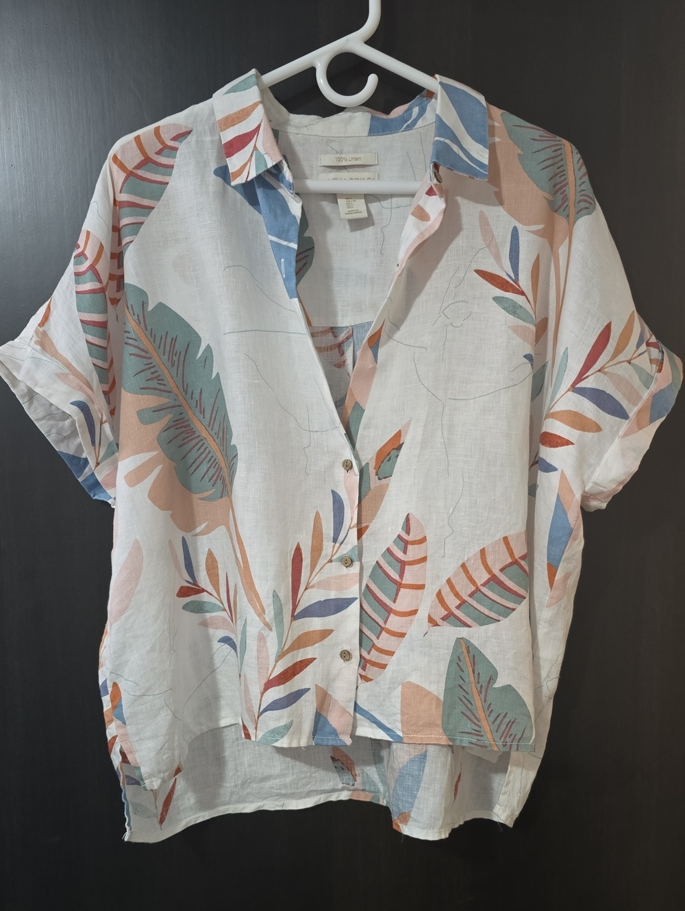 Cynthia Rowley Tropical Print Linen Shirt (Flaw)
